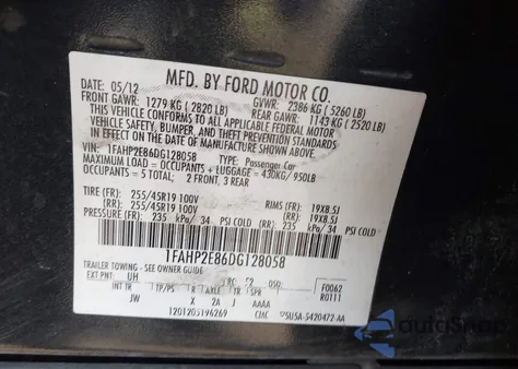 2013 Ford Taurus Sel z USA, uszkodzony, nr VIN 1FAHP2E86DG128058